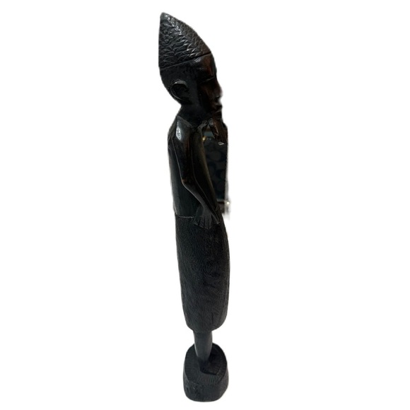 Vintage MCM‎ Hand Carved Ebony Wood African Tribal Statue - Picture 7 of 16
